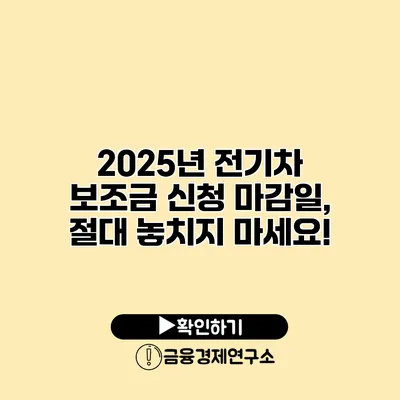 2025년 전기차 보조금 신청 마감일, 절대 놓치지 마세요!