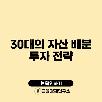 30대의 자산 배분 투자 전략