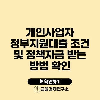 개인사업자 정부지원대출 조건 및 정책자금 받는 방법 확인