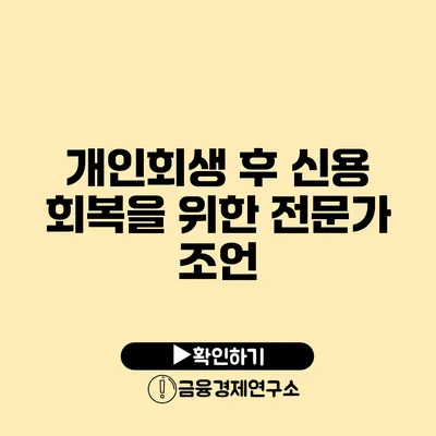 개인회생 후 신용 회복을 위한 전문가 조언