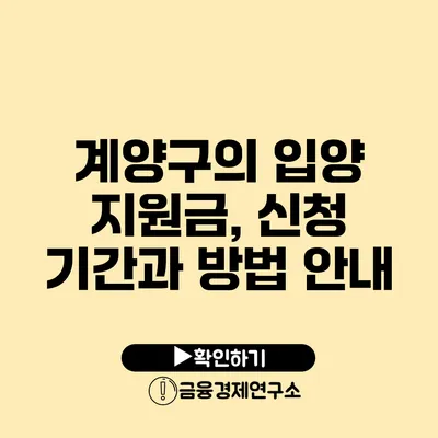 계양구의 입양 지원금, 신청 기간과 방법 안내