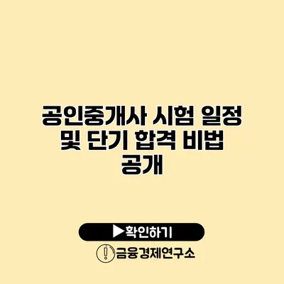 공인중개사 시험 일정 및 단기 합격 비법 공개