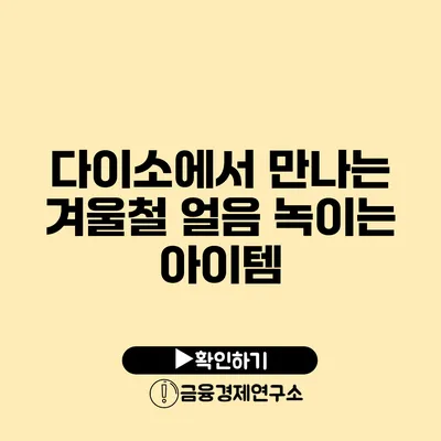 다이소에서 만나는 겨울철 얼음 녹이는 아이템