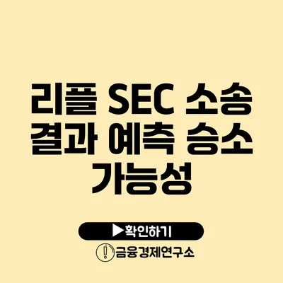 리플 SEC 소송 결과 예측 승소 가능성?