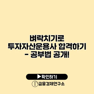 벼락치기로 투자자산운용사 합격하기 - 공부법 공개!