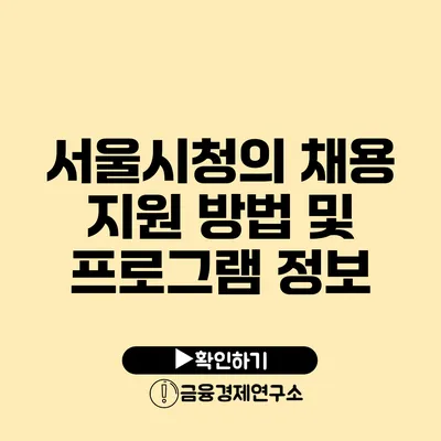 서울시청의 채용 지원 방법 및 프로그램 정보