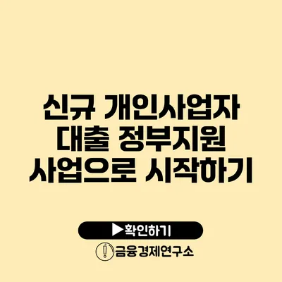 신규 개인사업자 대출 정부지원 사업으로 시작하기