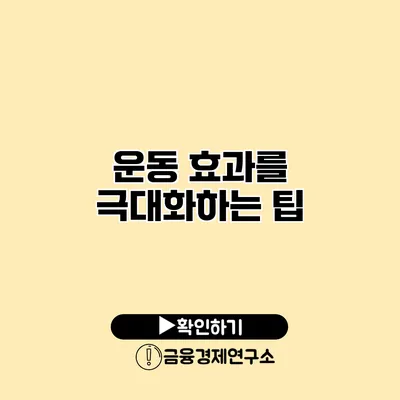 운동 효과를 극대화하는 팁