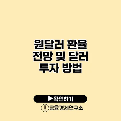 원달러 환율 전망 및 달러 투자 방법