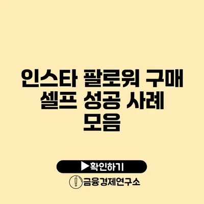 인스타 팔로워 구매 셀프 성공 사례 모음