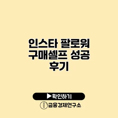 인스타 팔로워 구매셀프 성공 후기