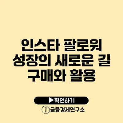 인스타 팔로워 성장의 새로운 길 구매와 활용