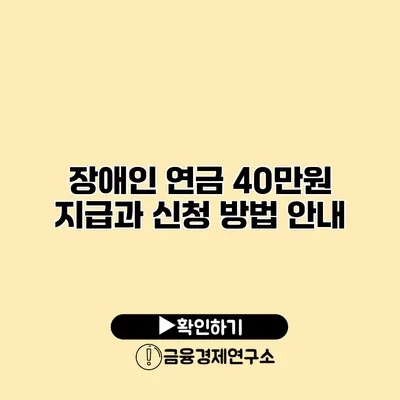 장애인 연금 40만원 지급과 신청 방법 안내