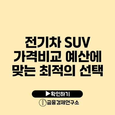 전기차 SUV 가격비교 예산에 맞는 최적의 선택