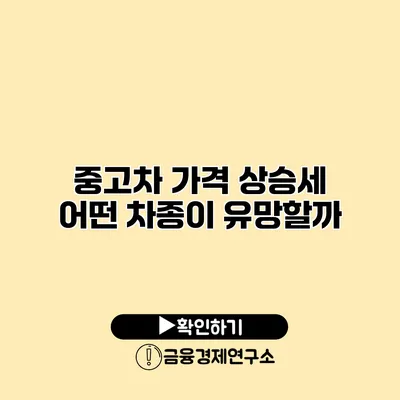 중고차 가격 상승세 어떤 차종이 유망할까?