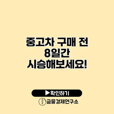 중고차 구매 전 8일간 시승해보세요!