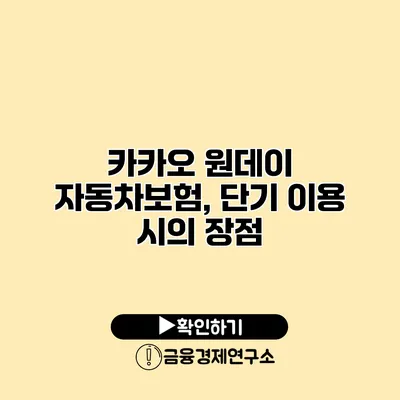 카카오 원데이 자동차보험, 단기 이용 시의 장점