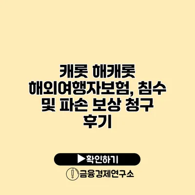 캐롯 해캐롯 해외여행자보험, 침수 및 파손 보상 청구 후기