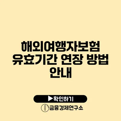 해외여행자보험 유효기간 연장 방법 안내