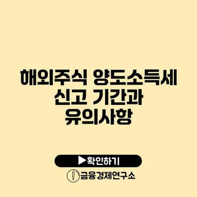 해외주식 양도소득세 신고 기간과 유의사항