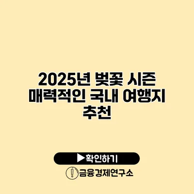 2025년 벚꽃 시즌 매력적인 국내 여행지 추천