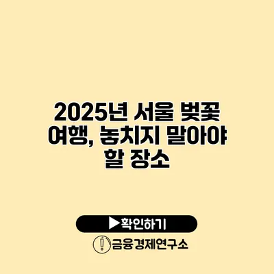 2025년 서울 벚꽃 여행, 놓치지 말아야 할 장소