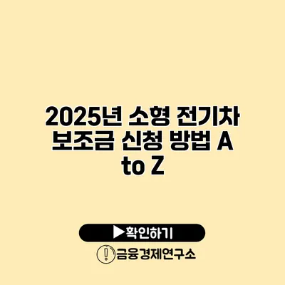 2025년 소형 전기차 보조금 신청 방법 A to Z