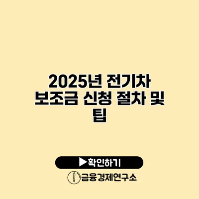 2025년 전기차 보조금 신청 절차 및 팁