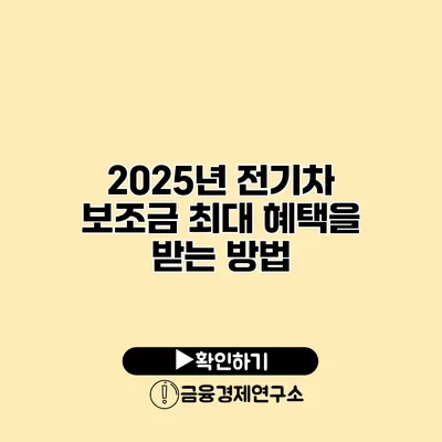 2025년 전기차 보조금 최대 혜택을 받는 방법