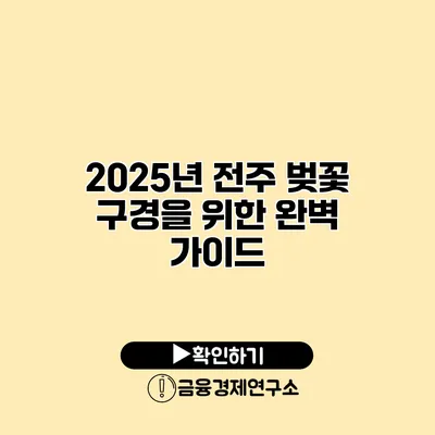 2025년 전주 벚꽃 구경을 위한 완벽 가이드