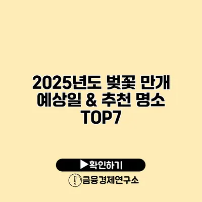 2025년도 벚꽃 만개 예상일 & 추천 명소 TOP7