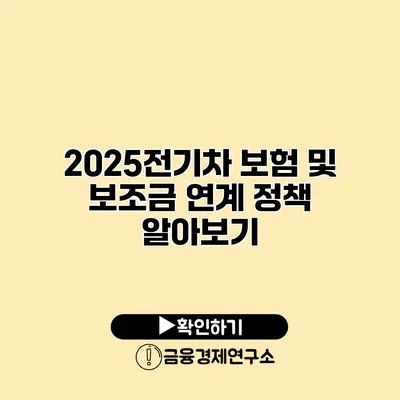 2025전기차 보험 및 보조금 연계 정책 알아보기