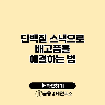 단백질 스낵으로 배고픔을 해결하는 법