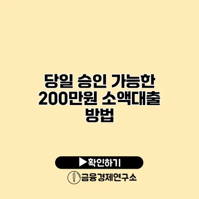 당일 승인 가능한 200만원 소액대출 방법