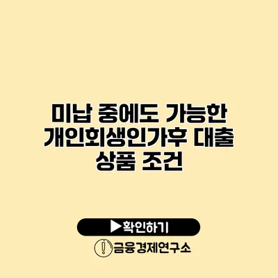 미납 중에도 가능한 개인회생인가후 대출 상품 조건