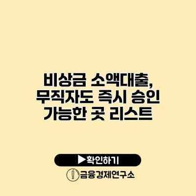 비상금 소액대출, 무직자도 즉시 승인 가능한 곳 리스트