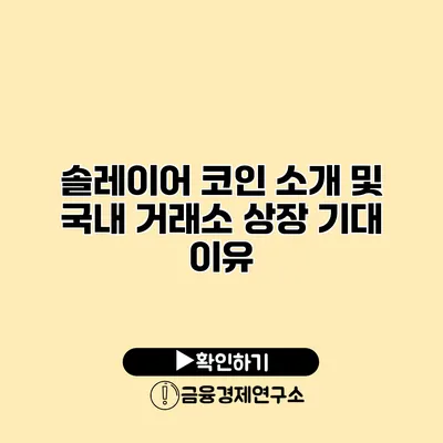 솔레이어 코인 소개 및 국내 거래소 상장 기대 이유