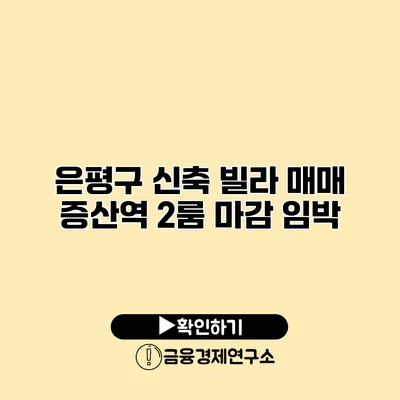 은평구 신축 빌라 매매 증산역 2룸 마감 임박