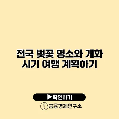 전국 벚꽃 명소와 개화 시기 여행 계획하기