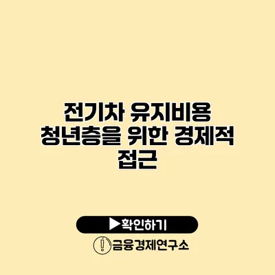 전기차 유지비용 청년층을 위한 경제적 접근