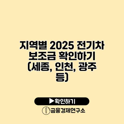 지역별 2025 전기차 보조금 확인하기 (세종, 인천, 광주 등)