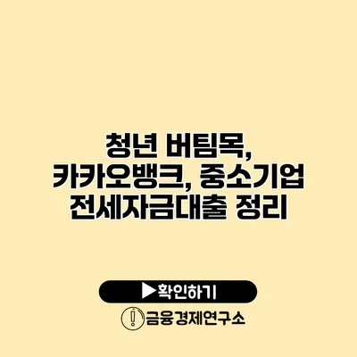 청년 버팀목, 카카오뱅크, 중소기업 전세자금대출 정리