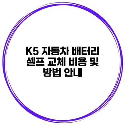 K5 자동차 배터리 셀프 교체 비용 및 방법 안내