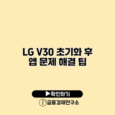 LG V30 초기화 후 앱 문제 해결 팁