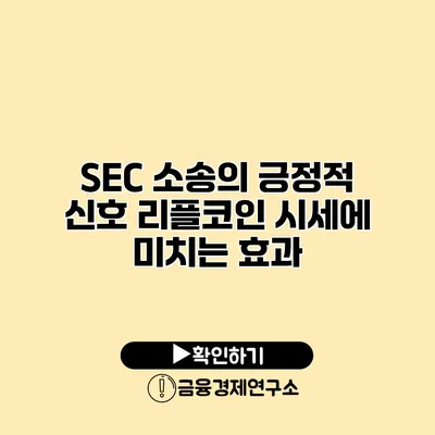 SEC 소송의 긍정적 신호 리플코인 시세에 미치는 효과