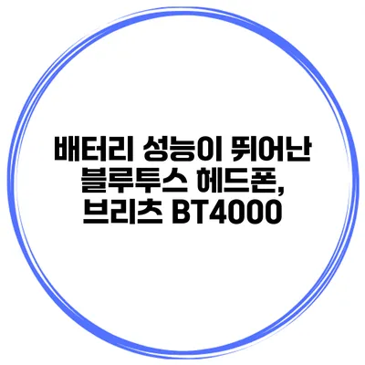 배터리 성능이 뛰어난 블루투스 헤드폰, 브리츠 BT4000
