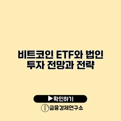 비트코인 ETF와 법인 투자 전망과 전략