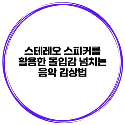 스테레오 스피커를 활용한 몰입감 넘치는 음악 감상법