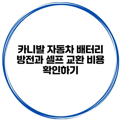 카니발 자동차 배터리 방전과 셀프 교환 비용 확인하기